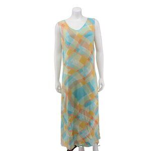 Coldwater Creek Geometric Print Chiffon Sleeveless Maxi Dress Size 12 USA Made